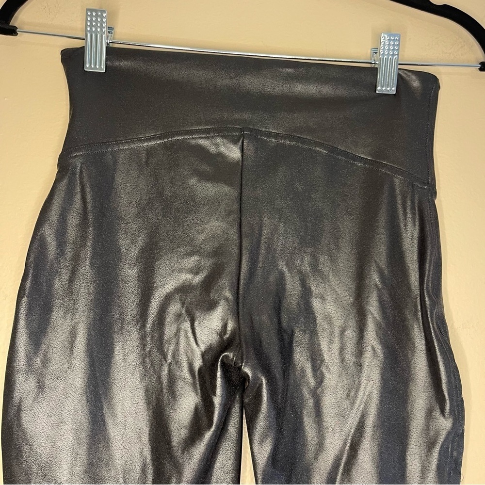SPANX Black Faux Leather Moto Leggings - Picture 4 of 6